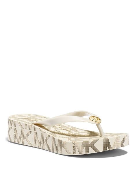 white michael kors flip flops|michael kors closed toe sandals.